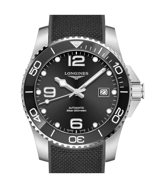 Longines Hydroconquest 41MM Automatic Ceramic Bezel Black Steel Rubber Watch L37814569 hantent personnes