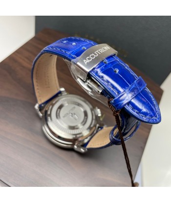 Accutron Spaceview Evolution ElectroStatic Silver Dial Blue Strap Watch 26A209 en ligne