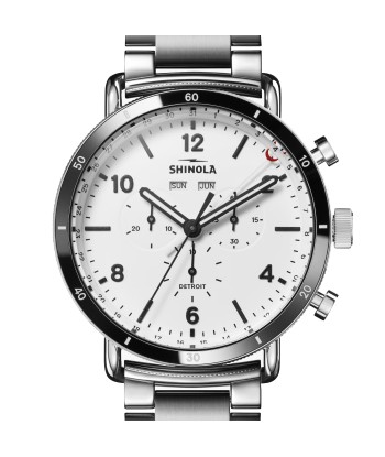 Shinola 45MM Canfield Sport Chronograph Steel White Watch S0120283783 l'évolution des habitudes 