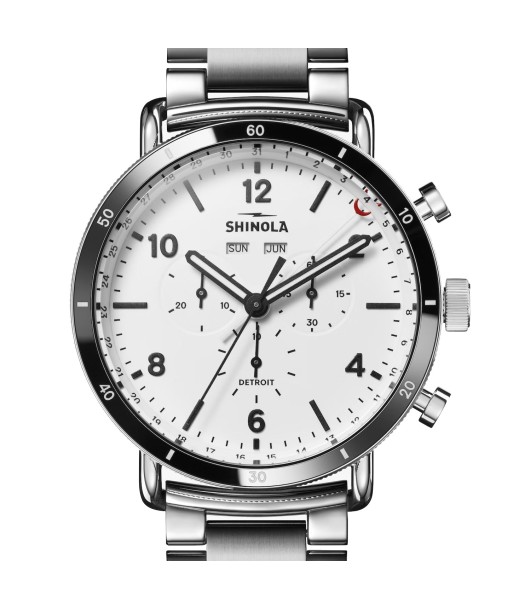 Shinola 45MM Canfield Sport Chronograph Steel White Watch S0120283783 l'évolution des habitudes 