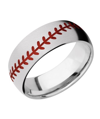 Lashbrook 8MM Cobalt Chrome Wedding Band with a Baseball Pattern Le MVP de beaucoup