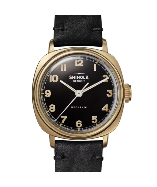 Shinola 39mm The Mechanic Watch Black Dial & Gold Case S0120273242 paiement sécurisé