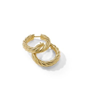 DY 1" Sculpted Cable Hoop Earrings in 18K Yellow Gold pas cher