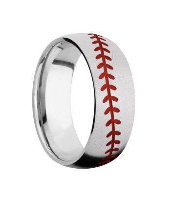 Lashbrook 8MM Cobalt Chrome Wedding Band with a Baseball Pattern Le MVP de beaucoup