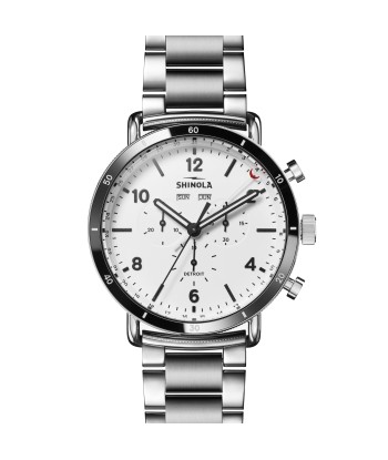 Shinola 45MM Canfield Sport Chronograph Steel White Watch S0120283783 l'évolution des habitudes 