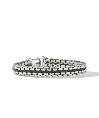 DY Gents Woven Box Chain Bracelet in Sterling Silver with Green Nylon, 10MM Le MVP de beaucoup