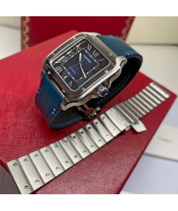 Pre-Owned Cartier Santos Large Blue Dial Watch WSSA0030 39.8mm s'inspire de l'anatomie humaine