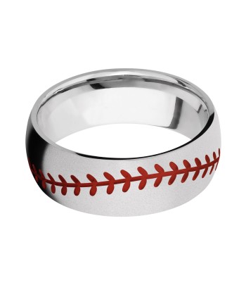 Lashbrook 8MM Cobalt Chrome Wedding Band with a Baseball Pattern Le MVP de beaucoup