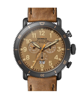 Shinola 48MM Runwell Sport Chrono 48mm Dark Camel Brown Watch S0120273231 la colonne vertébrale