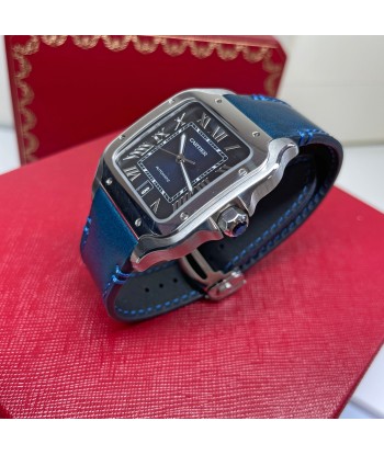 Pre-Owned Cartier Santos Large Blue Dial Watch WSSA0030 39.8mm s'inspire de l'anatomie humaine