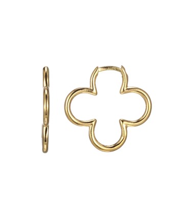 Charles Garnier Sterling Silver Earrings with Clover Shape, 18K Yellow Gold Finish la colonne vertébrale