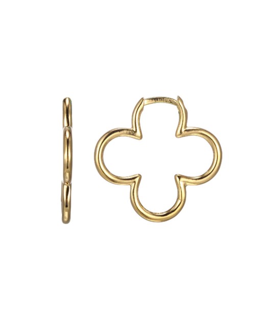 Charles Garnier Sterling Silver Earrings with Clover Shape, 18K Yellow Gold Finish la colonne vertébrale