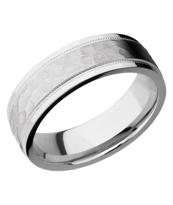 Lashbrook 7MM Cobalt Chrome Wedding Band with a Hammer Finish Center commande en ligne