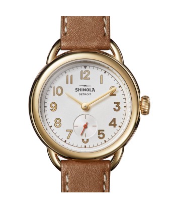 Shinola Runabout Silver & Gold 36mm Bourbon Strap Watch 20266188 livraison et retour toujours gratuits