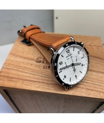 Shinola 45MM Canfield Sport Chronograph Steel Leather White Watch 20141501 prix