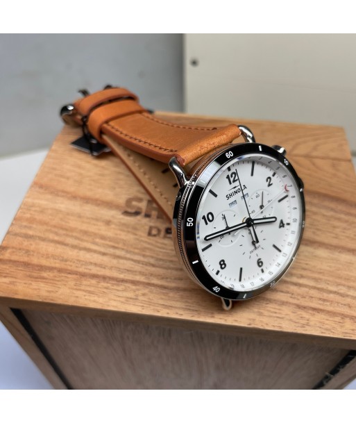 Shinola 45MM Canfield Sport Chronograph Steel Leather White Watch 20141501 prix