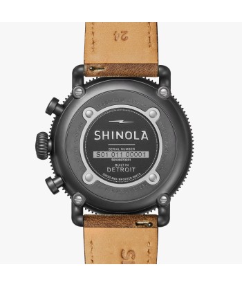 Shinola 48MM Runwell Sport Chrono 48mm Dark Camel Brown Watch S0120273231 la colonne vertébrale