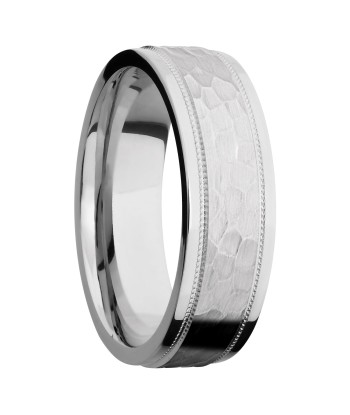 Lashbrook 7MM Cobalt Chrome Wedding Band with a Hammer Finish Center commande en ligne