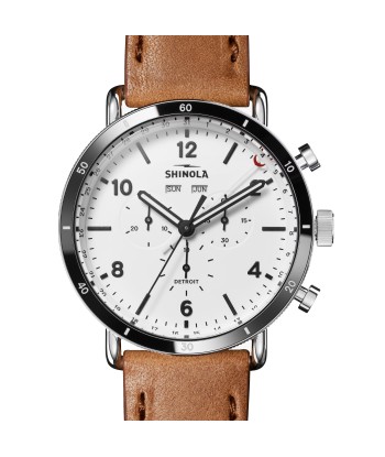 Shinola 45MM Canfield Sport Chronograph Steel Leather White Watch 20141501 prix