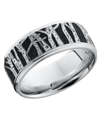 Lashbrook 9MM Cobalt Chrome Men Wedding Band with Carved Aspen Pattern pas cher chine