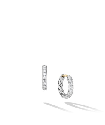 DY Sculpted Cable Huggie Hoop Earrings in Sterling Silver with Diamonds 2023