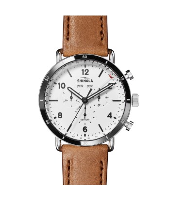 Shinola 45MM Canfield Sport Chronograph Steel Leather White Watch 20141501 prix