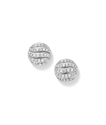 DY Sculpted Cable Stud Earrings in Sterling Silver with Diamonds, 8MM solde