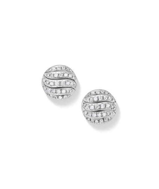 DY Sculpted Cable Stud Earrings in Sterling Silver with Diamonds, 8MM solde