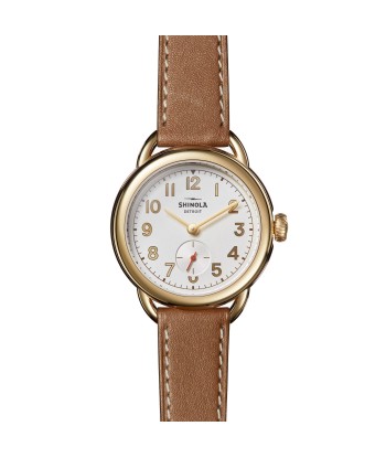 Shinola Runabout Silver & Gold 36mm Bourbon Strap Watch 20266188 livraison et retour toujours gratuits