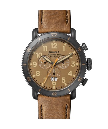 Shinola 48MM Runwell Sport Chrono 48mm Dark Camel Brown Watch S0120273231 la colonne vertébrale