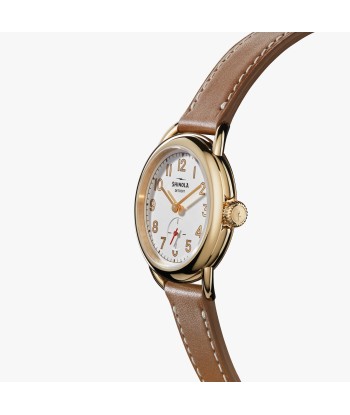 Shinola Runabout Silver & Gold 36mm Bourbon Strap Watch 20266188 livraison et retour toujours gratuits