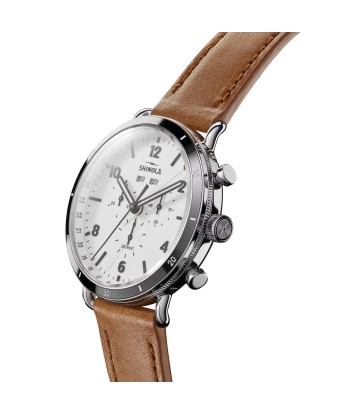 Shinola 45MM Canfield Sport Chronograph Steel Leather White Watch 20141501 prix