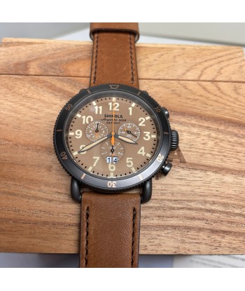 Shinola 48MM Runwell Sport Chrono 48mm Dark Camel Brown Watch S0120273231 la colonne vertébrale