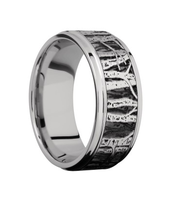 Lashbrook 9MM Cobalt Chrome Men Wedding Band with Carved Aspen Pattern pas cher chine