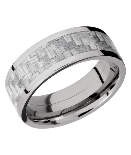 Lashbrook 8MM Titanium Men Wedding Band with a Silver Carbon Fiber Inlay online