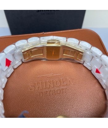 Shinola 40MM Canfield Sports Chronograph White Gold Ceramic Watch 20183152 en stock