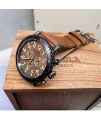 Shinola 48MM Runwell Sport Chrono 48mm Dark Camel Brown Watch S0120273231 la colonne vertébrale