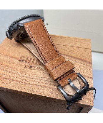 Shinola 48MM Runwell Sport Chrono 48mm Dark Camel Brown Watch S0120273231 la colonne vertébrale