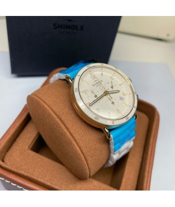 Shinola 40MM Canfield Sports Chronograph White Gold Ceramic Watch 20183152 en stock