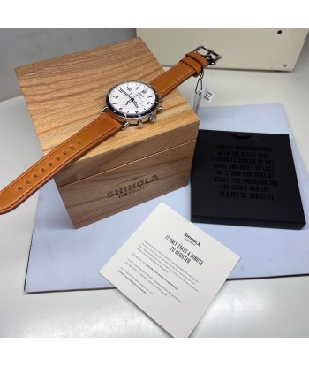 Shinola 45MM Canfield Sport Chronograph Steel Leather White Watch 20141501 prix