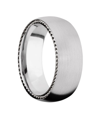 Lashbrook 8MM Cobalt Chrome Wedding Band with a Silver SideBraid Amélioration de cerveau avec