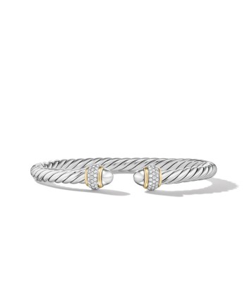 David Yurman Cable Bracelet in Sterling Silver with 18K Yellow Gold and Diamonds votre restaurant rapide dans 