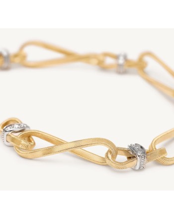 Marco Bicego Marrakech Onde 18K Yellow Gold Twisted Coil Link Bracelet With Diamonds Les magasins à Paris et en Île-de-France