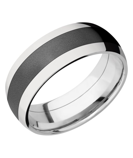 Lashbrook 8MM Cobalt Chrome Wedding Band with a Zirconium Inlay Véritable concentré