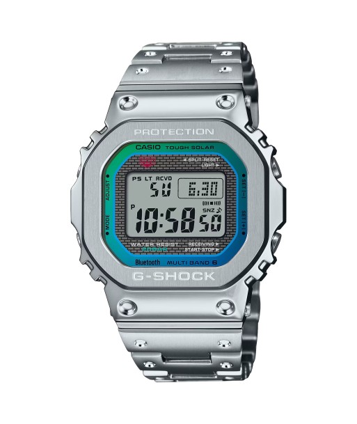 CASIO G-SHOCK GMWB5000PC-1 Bluetooth Polychromatic Rainbow Full Metal Solar Square Watch Steel de technologie