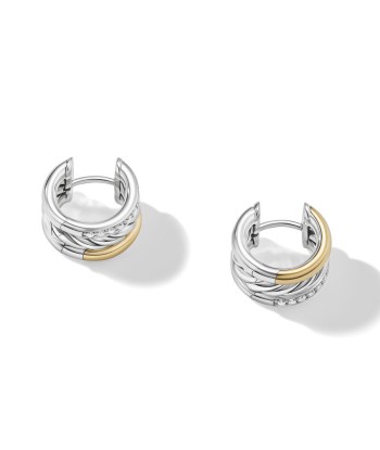 DY Mercer Huggie Hoop Earrings in Sterling Silver with 18K Yellow Gold and Pave Diamonds la colonne vertébrale