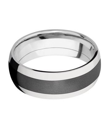 Lashbrook 8MM Cobalt Chrome Wedding Band with a Zirconium Inlay Véritable concentré