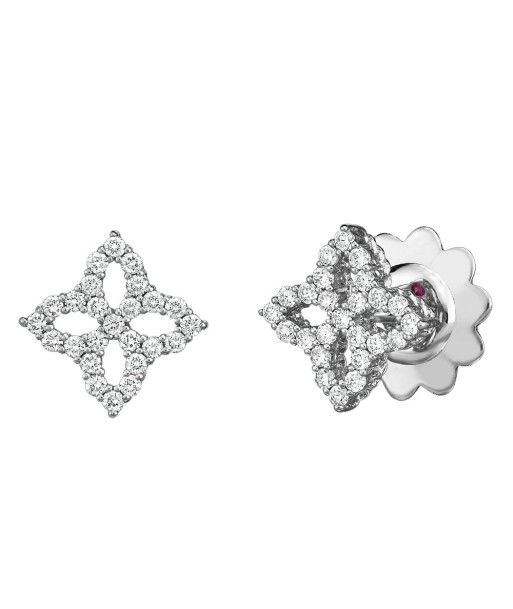 Roberto Coin 18K White Gold Princess Flower Diamond Outline Small Stud Earrings 50% de réduction en Octobre 2024