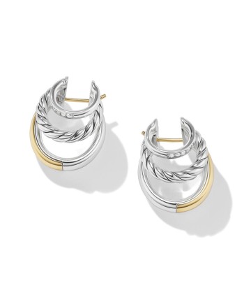 DY Mercer Multi Hoop Earrings in Sterling Silver with 18K Yellow Gold and Pave Diamonds Livraison rapide