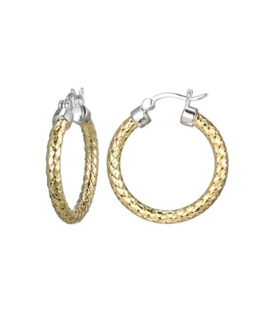 Charles Garnier 25mm Sterling Silver Mesh Hoop Earrings With an 18k Yellow Gold Finish Les êtres humains sont 